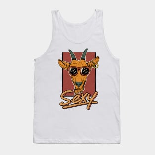 Funny Comic Pop Art Sexy Goat With Glasses Retro Vintage Design Tank Top